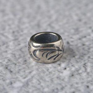 ring bead, flower pattern bead, s925 sterling silver, silver bead, oxidized silver bead