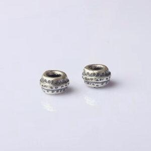 ring bead, spot pattern bead, s925 sterling silver, silver bead, oxidized silver bead