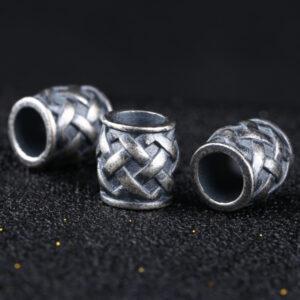 drum bead, woven pattern bead, s925 sterling silver, silver bead, oxidized silver bead