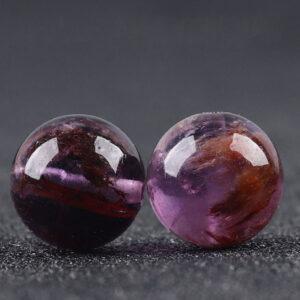 purple phantom quartz bead, round bead, purple bead, natural bead, genuine bead