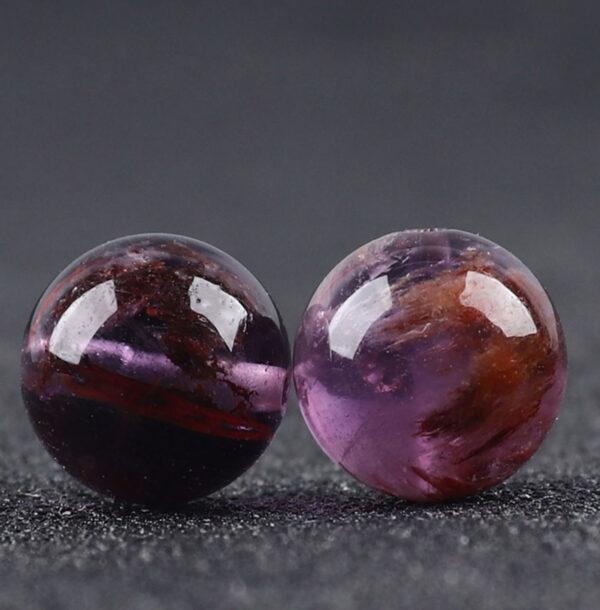 purple phantom quartz bead, round bead, purple bead, natural bead, genuine bead
