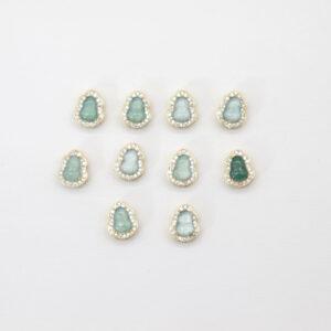 round bead, bezel bead, jadeite bead, light blue bead, sterling silver bead, gild bead, golden bead, 2pcs / 5 pcs