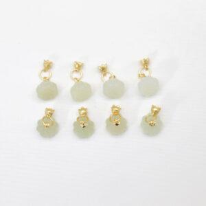 lotus flower charm, nephrite charm, white charm, sterling silver charm, gild bead, golden charm, 2pcs / 5 pcs