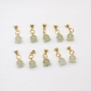 bell lily flower charm, nephrite charm, sterling silver charm, gild bead, golden charm, 2pcs / 5 pcs