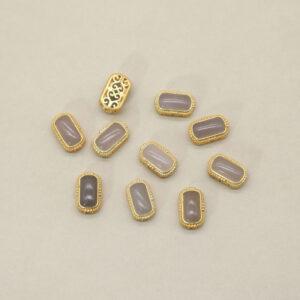 rectangle bead, bezel bead, gray purple nephrite bead, sterling silver bead, gild bead, golden bead, 2pcs / 5 pcs