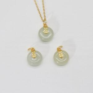rondelle charm, nephrite charm, sterling silver charm, gild bead, golden charm, 2pcs / 5 pcs