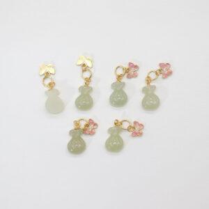 butterfly charm, nephrite charm, sterling silver charm, gild bead, golden charm, 2pcs / 5 pcs
