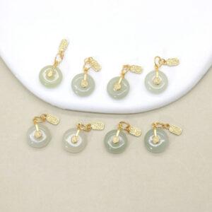 rondelle charm, nephrite charm, sterling silver charm, gild bead, golden charm, 2pcs / 5 pcs