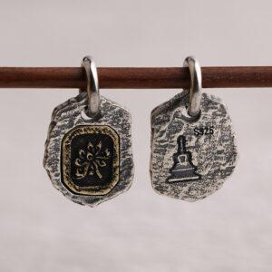 lotus flower charm, s925 sterling silver, silver bead, silver charm, oxidized silver bead