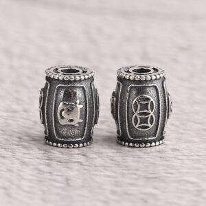 drum bead, ox pattern bead, s925 sterling silver, silver bead, oxidized silver bead