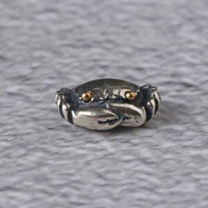 crab bead, s925 sterling silver, silver bead, oxidized silver bead