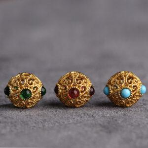 round bead, zircon bead, hollow flower bead, spacer bead, s925 sterling silver, sterling silver bead, golden bead, gild bead