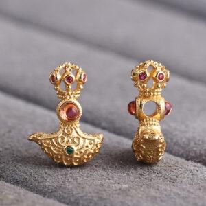 ax charm, flower pattern charm, s925 sterling silver, silver charm, gild bead, golden charm