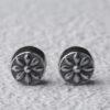 round bead, flower pattern bead, s925 sterling silver, silver bead, oxidized silver bead