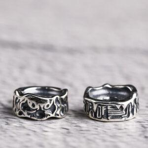 rondelle bead, abstract beast pattern bead, s925 sterling silver, silver bead, oxidized silver bead