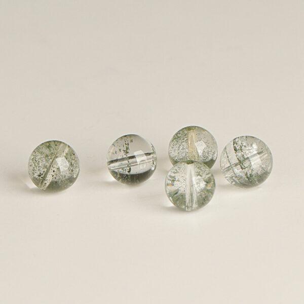 green phantom quartz bead, round bead, clear bead, natural bead, genuine bead - Image 2