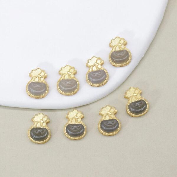 ruyi flower bead, bezel bead, nephrite bead, purple gray bead, sterling silver bead, gild bead, golden bead, 2pcs / 5 pcs - Image 2