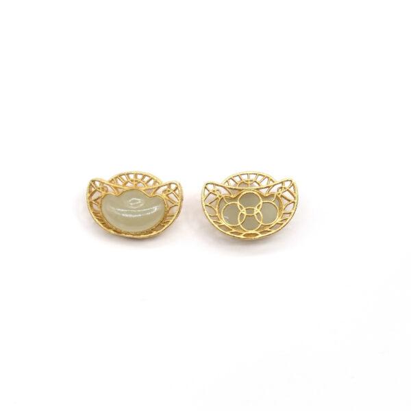 yuanbao flower bead, bezel bead, nephrite bead, sterling silver bead, gild bead, golden bead, 2pcs / 5 pcs - Image 2
