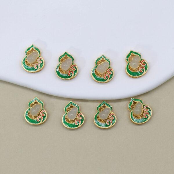 gourd bead, bezel bead, nephrite bead, sterling silver bead, gild bead, golden bead, 2pcs / 5 pcs - Image 2