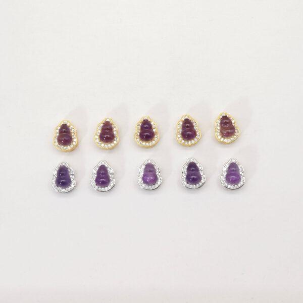 gourd bead, bezel bead, amethyst bead, purple bead, sterling silver bead, gild bead, golden bead, 2pcs / 5 pcs - Image 2