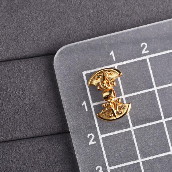 Double-sided axe bead, flower pattern bead, spacer bead, charm bead, s925 sterling silver, sterling silver bead, golden bead, gild bead - Image 2