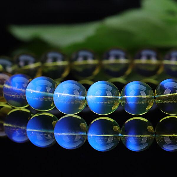 blue amber bead, round bead, yellow bead, blue bead, natural bead, genuine bead - Image 3