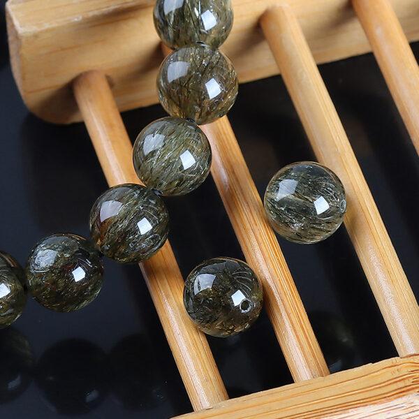 green rutilated quartz bead, round bead, natural bead, genuine bead - Image 3