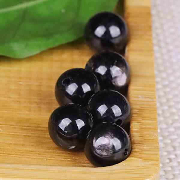 hypersthene bead, round bead, black bead, natural bead, genuine bead - Image 3