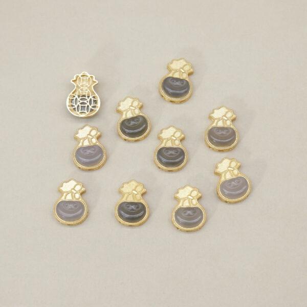 ruyi flower bead, bezel bead, nephrite bead, purple gray bead, sterling silver bead, gild bead, golden bead, 2pcs / 5 pcs - Image 3