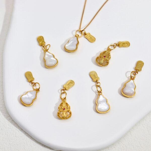 gourd charm, shell charm, white charm, sterling silver charm, gild bead, golden charm, 2pcs / 5 pcs - Image 3