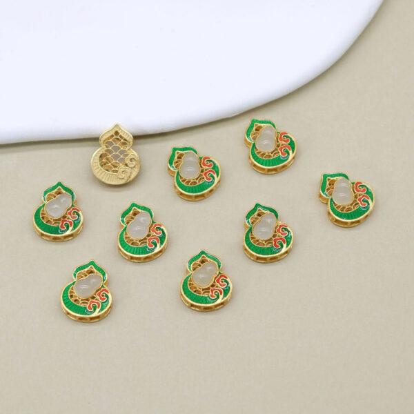 gourd bead, bezel bead, nephrite bead, sterling silver bead, gild bead, golden bead, 2pcs / 5 pcs - Image 3