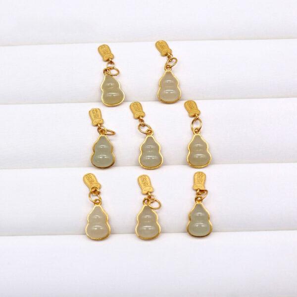 gourd charm, nephrite charm, sterling silver charm, gild bead, golden charm, 2pcs / 5 pcs - Image 3