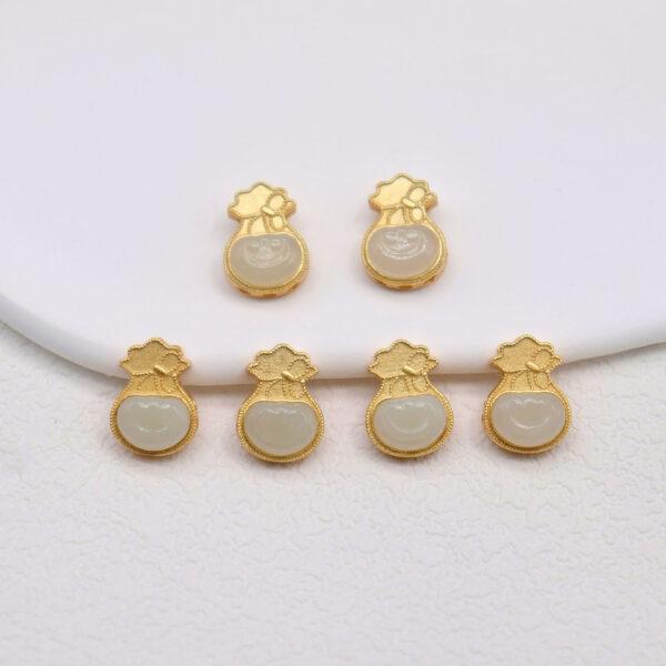 ruyi flower bead, bezel bead, nephrite bead, sterling silver bead, gild bead, golden bead, 2pcs / 5 pcs - Image 3