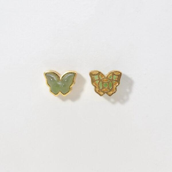 butterfly bead, bezel bead, nephrite bead, green bead, sterling silver bead, gild bead, golden bead, 2pcs / 5 pcs - Image 3