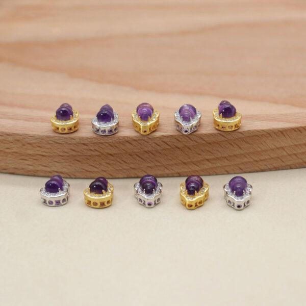 gourd bead, bezel bead, amethyst bead, purple bead, sterling silver bead, gild bead, golden bead, 2pcs / 5 pcs - Image 3