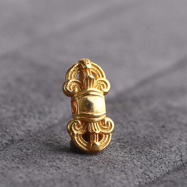 flower bead, hollow bead, spacer bead, charm bead, s925 sterling silver, sterling silver bead, golden bead, gild bead - Image 3