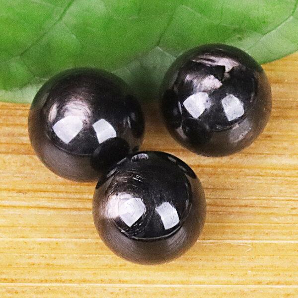 hypersthene bead, round bead, black bead, natural bead, genuine bead - Image 4