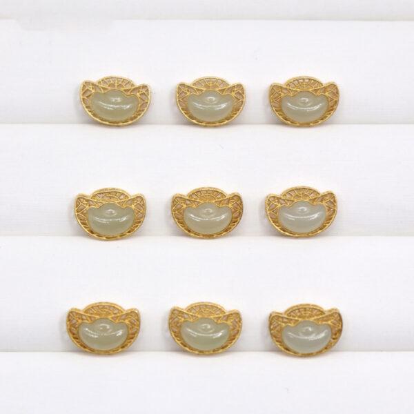 yuanbao flower bead, bezel bead, nephrite bead, sterling silver bead, gild bead, golden bead, 2pcs / 5 pcs - Image 4