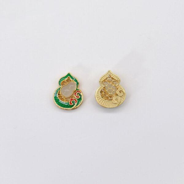 gourd bead, bezel bead, nephrite bead, sterling silver bead, gild bead, golden bead, 2pcs / 5 pcs - Image 4