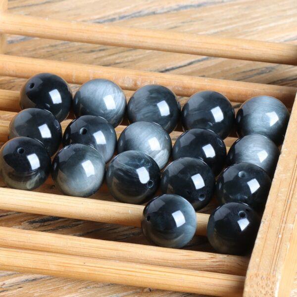 falcon eye bead, round bead, gray bead, best quality bead, natural bead, genuine bead - Image 4