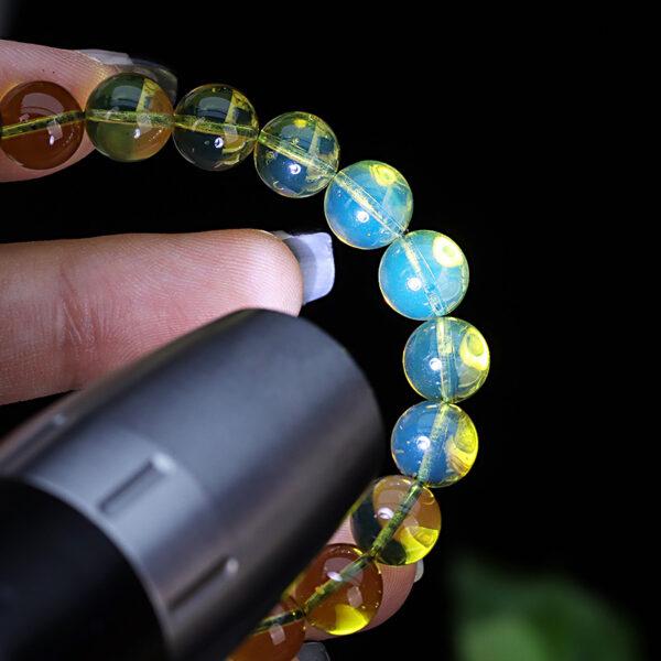 blue amber bead, round bead, yellow bead, blue bead, natural bead, genuine bead - Image 4