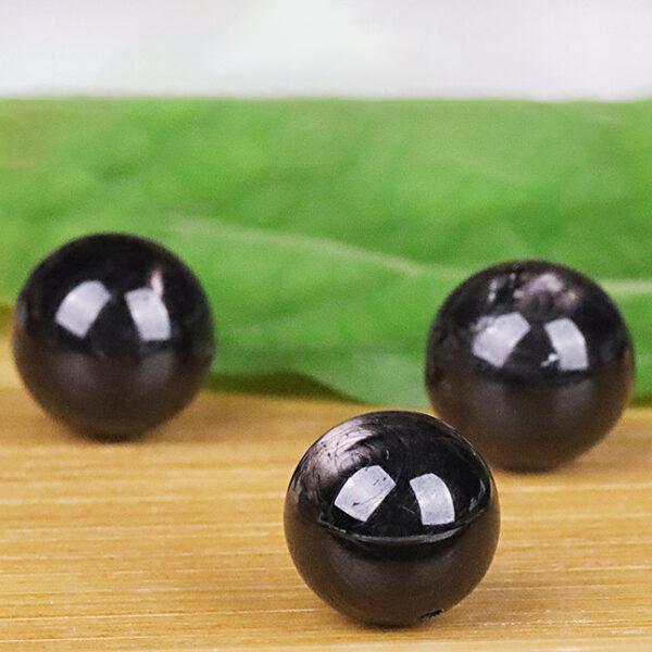 hypersthene bead, round bead, black bead, natural bead, genuine bead - Image 5