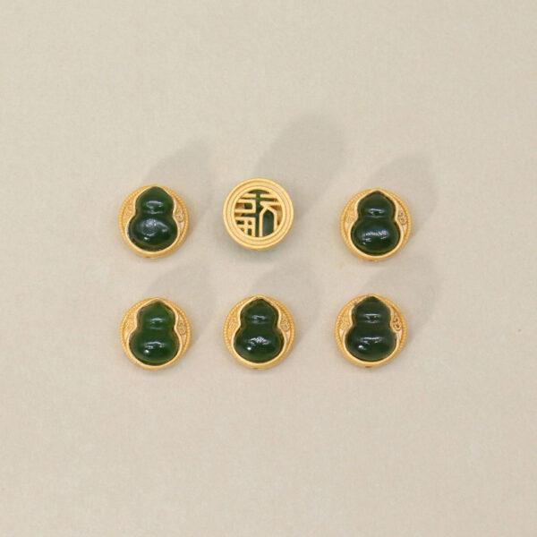 gourd bead, round bead, bezel bead, nephrite bead, green bead, sterling silver bead, gild bead, golden bead, 2pcs / 5 pcs - Image 5