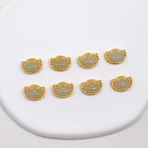 yuanbao flower bead, bezel bead, nephrite bead, sterling silver bead, gild bead, golden bead, 2pcs / 5 pcs - Image 5