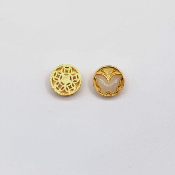 butterfly bead, round bead, bezel bead, nephrite bead, sterling silver bead, gild bead, golden bead, 2pcs / 5 pcs - Image 5