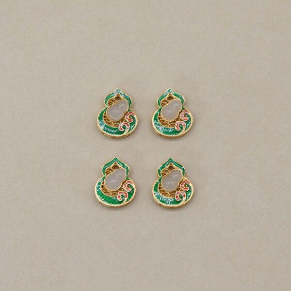 gourd bead, bezel bead, nephrite bead, sterling silver bead, gild bead, golden bead, 2pcs / 5 pcs - Image 5
