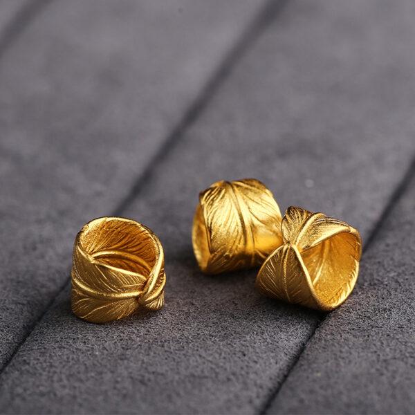 ring bead, feather bead, spacer bead, s925 sterling silver, sterling silver bead, golden bead, gild bead - Image 5