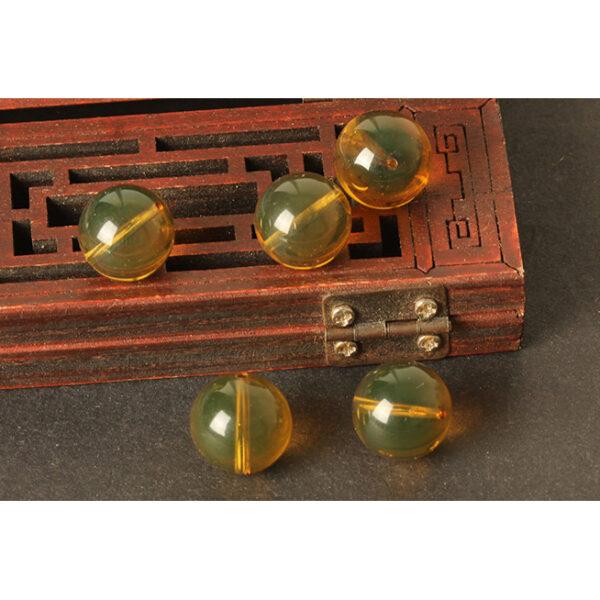 blue amber bead, round bead, yellow bead, blue bead, natural bead, genuine bead - Image 5