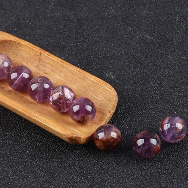 purple phantom quartz bead, round bead, purple bead, natural bead, genuine bead - Image 6