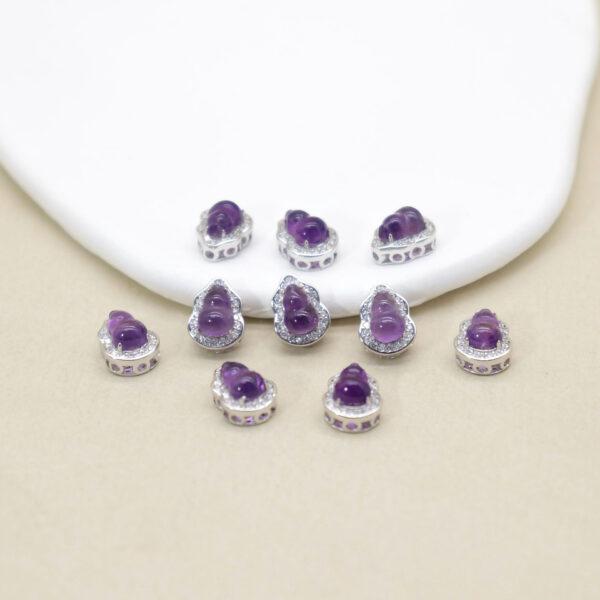 gourd bead, bezel bead, amethyst bead, purple bead, sterling silver bead, gild bead, golden bead, 2pcs / 5 pcs - Image 5
